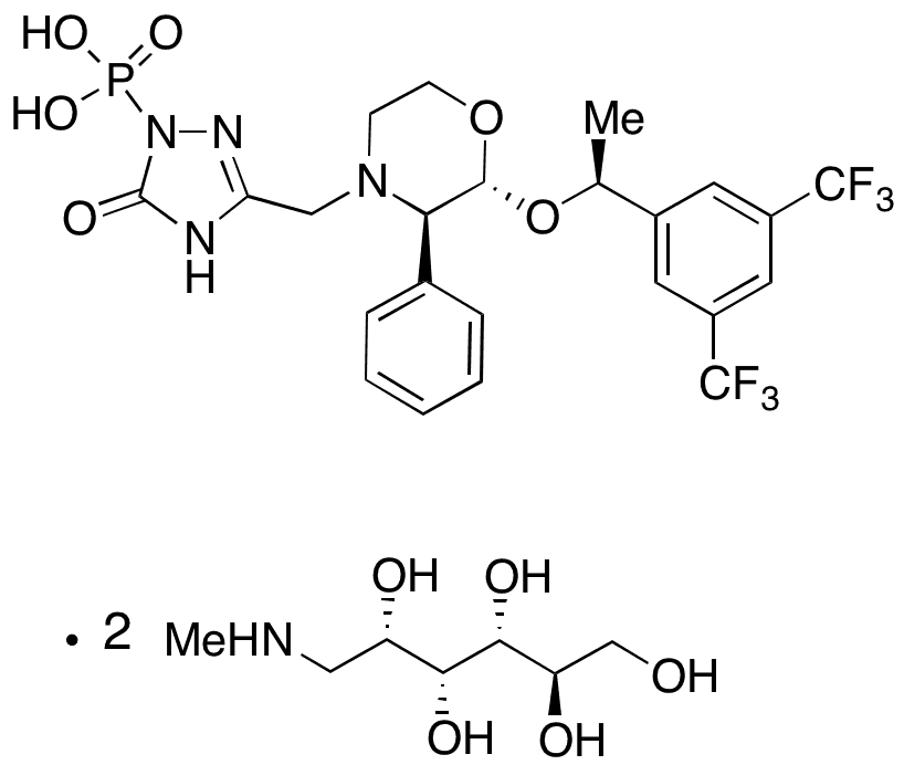 (1S,2R,3R)-Defluoro Fosaprepitant Dimeglumine - Chemical structure and product image