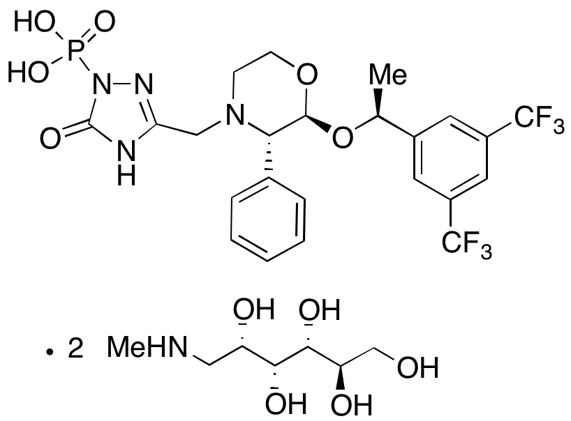 (1S,2S,3S)-Defluoro Fosaprepitant Dimeglumine - Chemical structure and product image