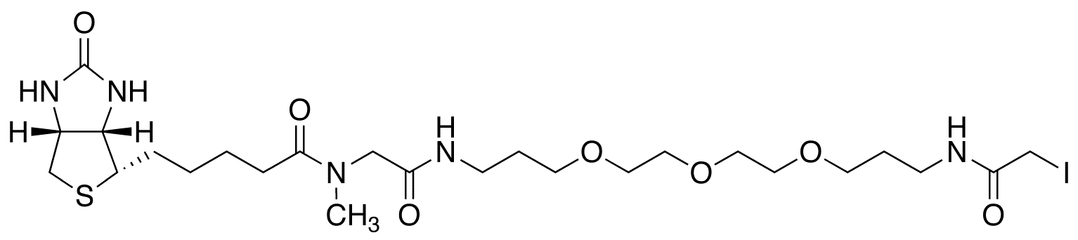 Nâ€™-(13-Iodoacetamido-4,7,10-trioxatridecanyl)-N-methyl-N-biotinylglycinamide - Chemical structure and product image