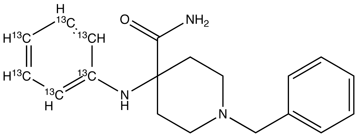 4-[(Phenyl-13C6)-amino]-1-benzyl-4-piperidinecarboxamide - Chemical structure and product image