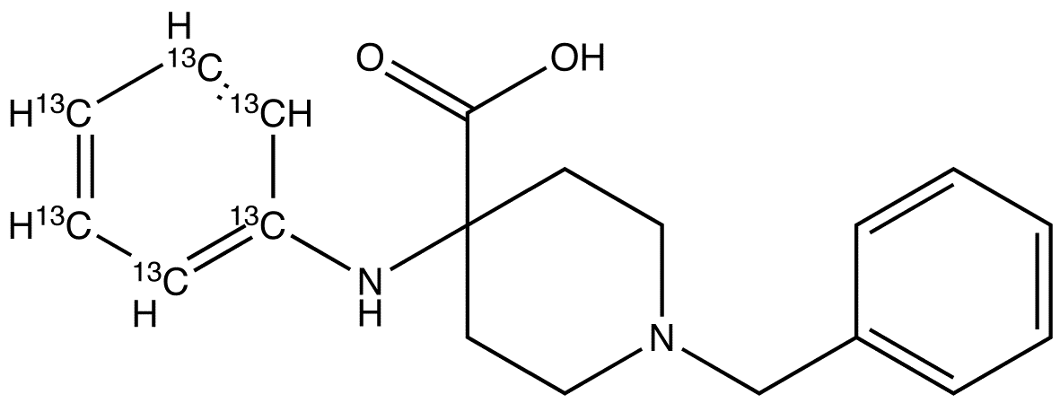 4-(Phenyl-13C6-amino]-1-benzyl-4-piperidinecarboxylic Acid - Chemical structure and product image