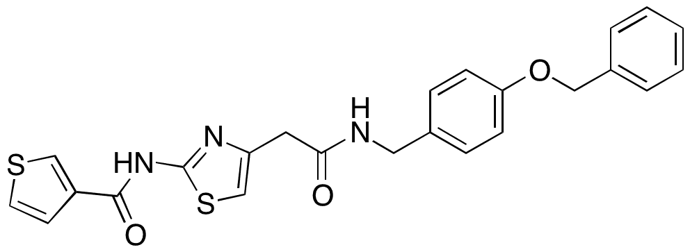 N-[[4-(Phenylmethoxy)phenyl]methyl]-2-[(3-thienylcarbonyl)amino]-4-thiazoleacetamide - Chemical structure and product image