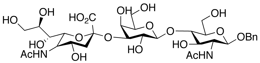 Phenylmethyl O-(N-Acetyl-alpha-neuraminosyl)-3-O-(beta-D-galactopyranosyl)-4-[2-(acetylamino)-2-deoxy]-beta-D-glucopyranoside - Chemical structure and product image