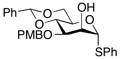 (R)-Phenyl 3-O-[(4-methoxyphenyl)methyl]-4,6-O-(phenylmethylene)-1-thio-ALPHA-D-mannopyranoside - Chemical structure and product image