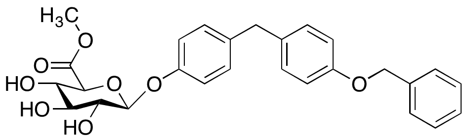 4-â€‹[[4-â€‹(Phenylmethoxy)â€‹phenyl]â€‹methyl]â€‹-phenol O-alpha-D-Glucuronic Acid Methyl Ester - Chemical structure and product image