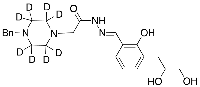 4-(Phenylmethyl)-1-piperazineacetic Acid 2-[[3-(2,3-Dihydroxypropyl)-2-hydroxyphenyl]methylene]hydrazide-d8 - Chemical structure and product image