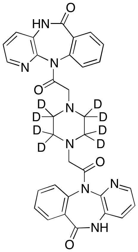 11,11-(2,2-(Piperazine-1,4-diyl)bis(acetyl))bis(5H-benzo[e]pyrido[3,2-b][1,4]diazepin-6(11H)-one)-d8 - Chemical structure and product image