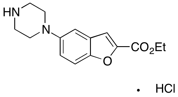 5-(1-Piperazinyl)-2-benzofurancarboxylic Acid Ethyl Ester Hydrochloride - Chemical structure and product image