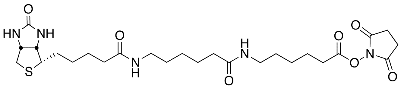 Succinimidyl-6-[6-(biotinamido)caproyl]caproylate - Chemical structure and product image