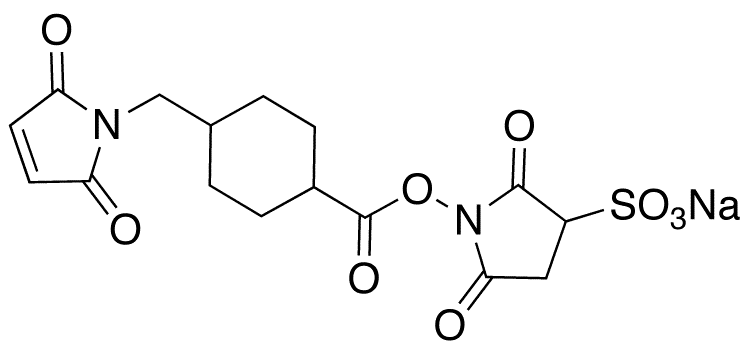 Sulfo-N-Succinimidyl 4-(Maleimidomethyl)cyclohexane-1-carboxylate, Sodium Salt, 90% - Chemical structure and product image