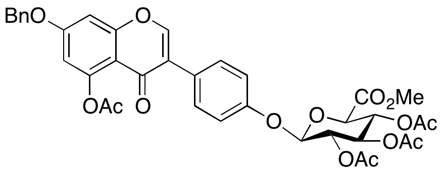 5-Acetoxy-7-benzyloxy Genistein 2,3,4-Triacetate-β-D-glucopyranuronic Acid Methyl Ester - Chemical structure and product image