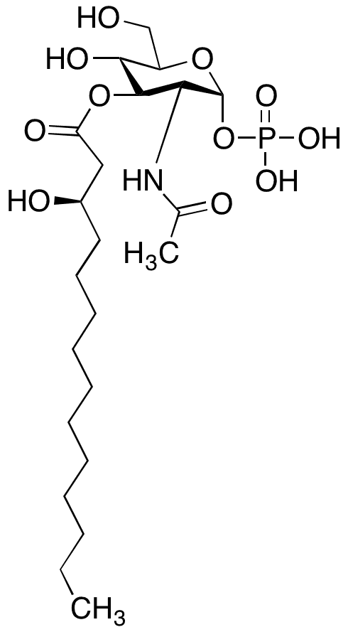 (R)​-2-​(Acetylamino)​-​2-​deoxy-alpha-​D-​glucopyranose 1-​(Dihydrogen phosphate) 3-​(3-​Hydroxytetradecanoat​e) - Chemical structure and product image