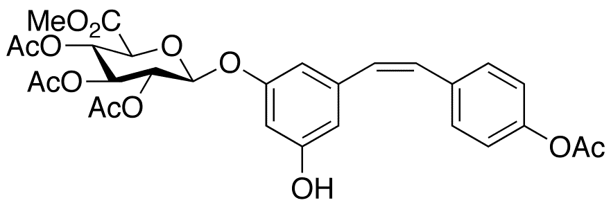 4-O-Acetyl cis Resveratrol 3-O-beta-D-Glucuronide Methyl Ester Triacetate - Chemical structure and product image