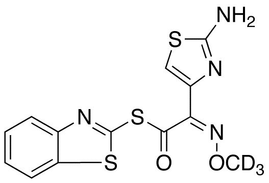 S-2-Benzothiazolyl-2-amino-alpha-(methoxyimino)-4-thiazolethiolacetate-d3 - Chemical structure and product image