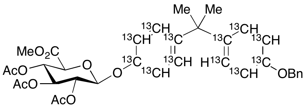 4 -O-Benzyl Bisphenol A Tri-O-acetyl-beta-D-glucuronic Acid Methyl Ester-13C12 - Chemical structure and product image
