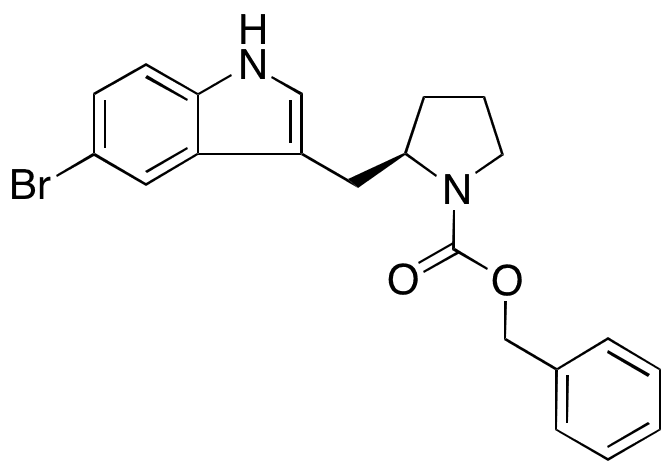(R)-Benzyl 2-((5-bromo-1H-indol-3-yl)methyl)pyrrolidine-1-carboxylate - Chemical structure and product image