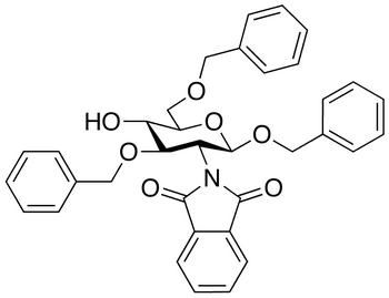 Benzyl 2-Deoxy-2-phthalimido-3,6-di-O-benzyl-beta-D-glucopyranoside - Chemical structure and product image