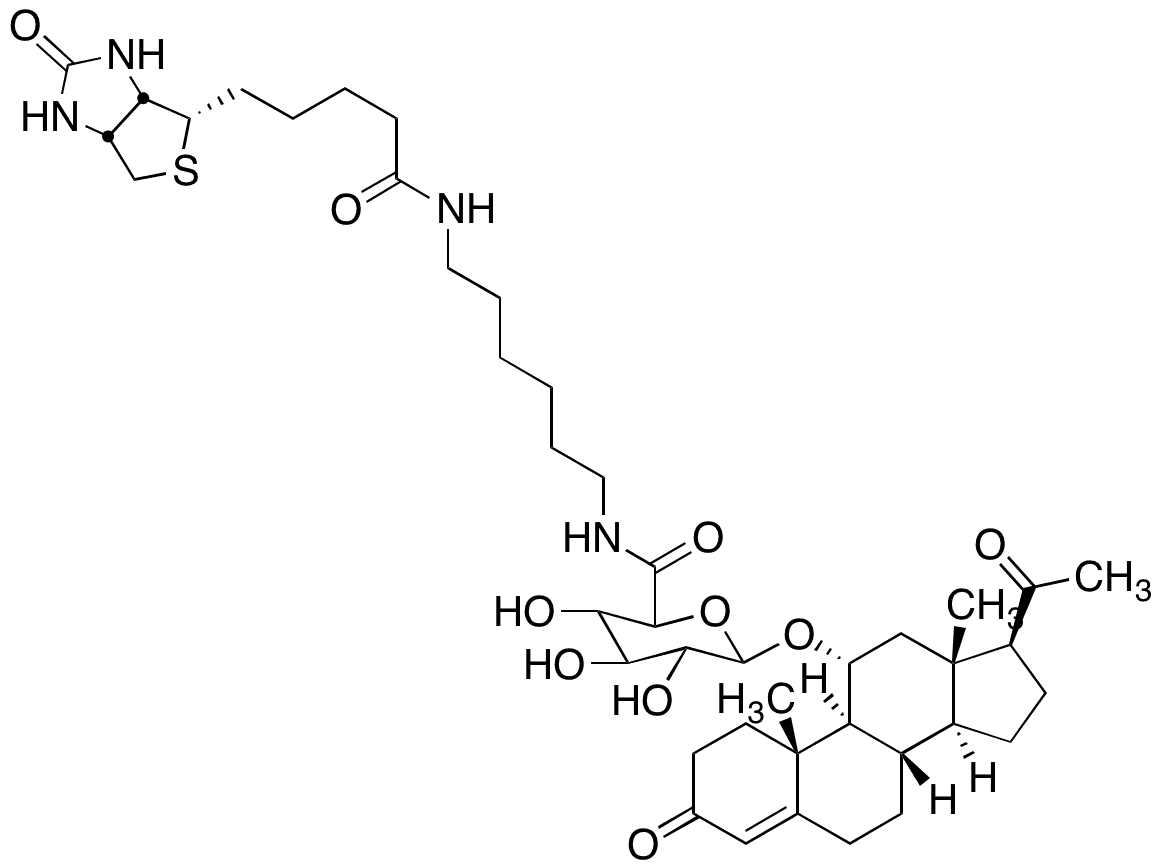 Biotinylated 11α-Hydroxy Progesterone β-D-Glucuronide Sodium Salt - Chemical structure and product image
