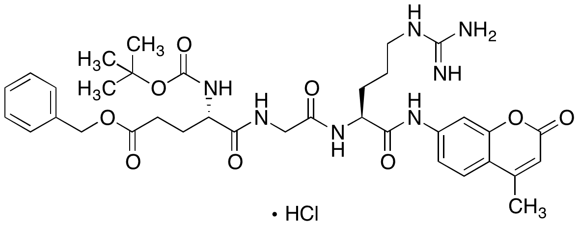 Boc-γ-benzyl-Glu-Gly-Arg-7-amido-4-methylcoumarin Hydrochloride - Chemical structure and product image