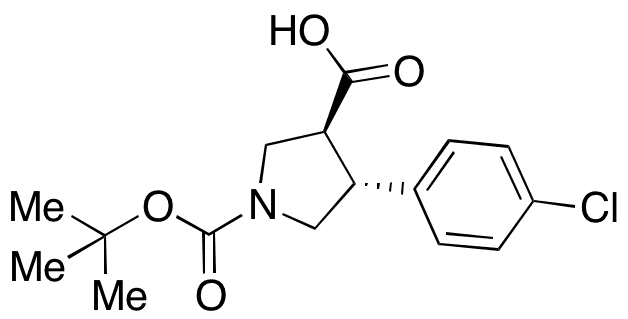 (3S,4R)-1-Boc-4-(4-chlorophenyl)pyrrolidine-3-carboxylic Acid - Chemical structure and product image