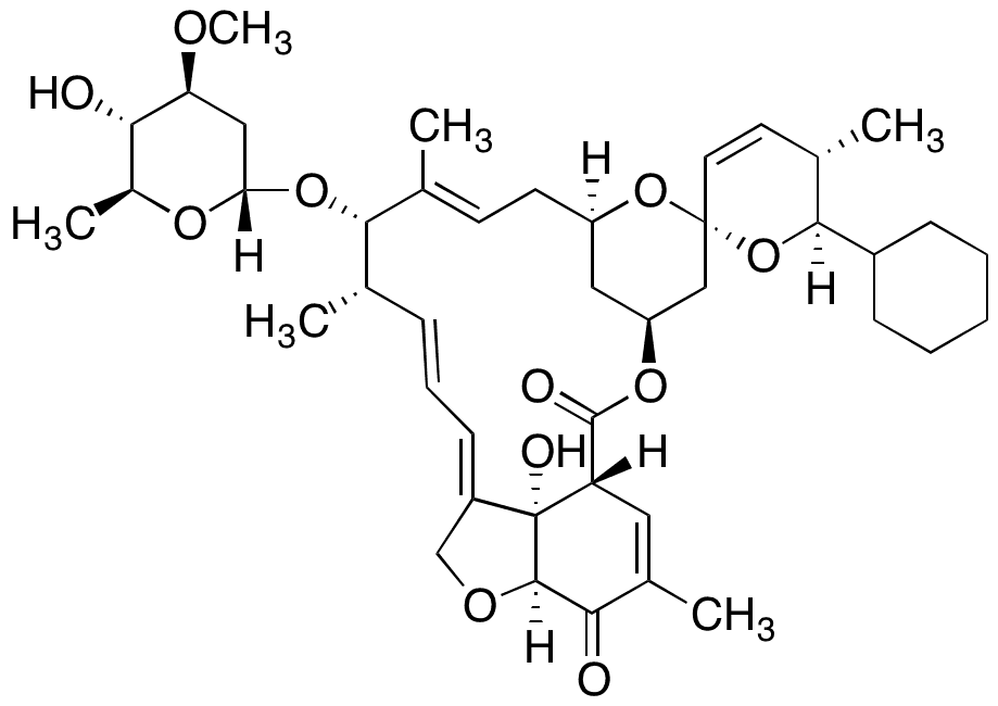 25-​Cyclohexyl-​4’-​O-​de(2,​6-​dideoxy-​3-​O-​methyl-​α-​L-​arabino-​hexopyranosyl)​-​5-​demethoxy-​25-​de(1-​methylpropyl)​-​5-​oxo-avermectin A1a - Chemical structure and product image