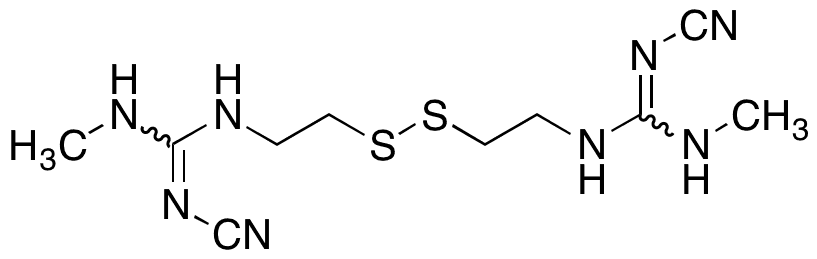 N-Cyano-3-(cyanoamino)-N’-methyl-7,8-dithia-2,4,11-triazadodec-2-en-12-imidamide (Cimetidine Impurity) - Chemical structure and product image
