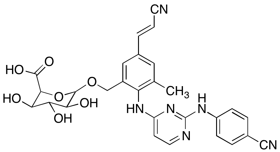 (2S,3R,4R,5S)-6-((2-((2-((4-Cyanophenyl)amino)pyrimidin-4-yl)amino)-5-((E)-2-cyanovinyl)-3-methylbenzyl)oxy)-3,4,5-trihydroxytetrahydro-2H-pyran-2-carboxylic Acid - Chemical structure and product image
