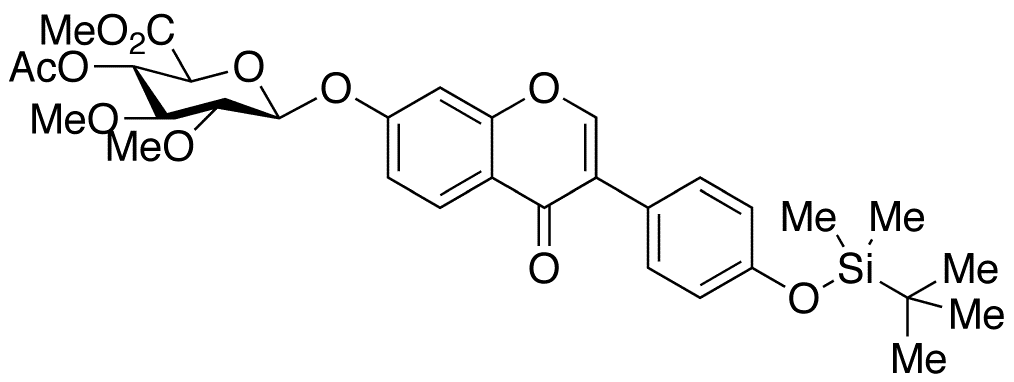 Daidzein 4’-tert-Butyldimethylsilyl 7-Tri-O-acetyl-beta-D-glucuronic Acid Methyl Ester - Chemical structure and product image