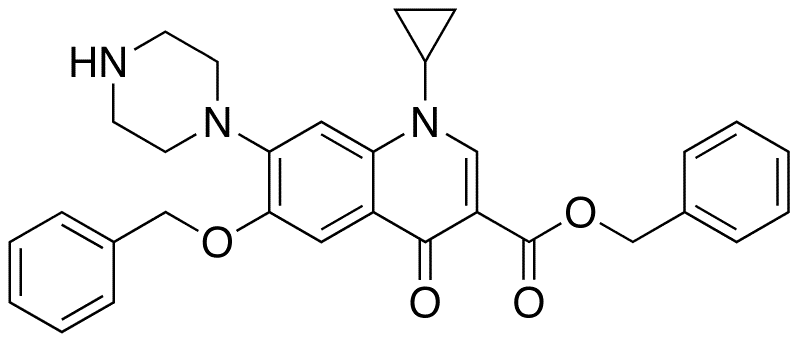 6-Defluoro 6-Benzyloxy Ciprofloxacin Benzyl Ester - Chemical structure and product image