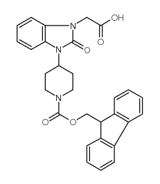 Fmoc-4-(3-carboxymethyl-2-keto-1-benzimidazolyl)-piperidine - Chemical structure and product image