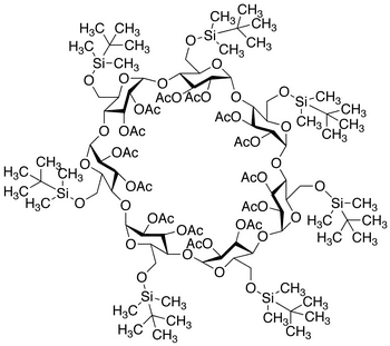 Heptakis(6-O-tert-butyldimethylsilyl)-β-cyclodextrin Tetradecaacetate - Chemical structure and product image