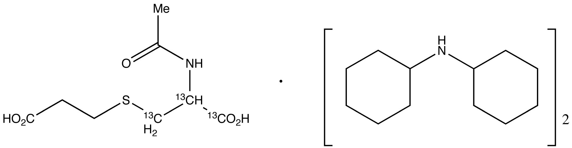 N-Acetyl-S-(2-carboxyethyl)-L-cysteine-13C3 Bis(dicyclohexylamine) Salt - Chemical structure and product image