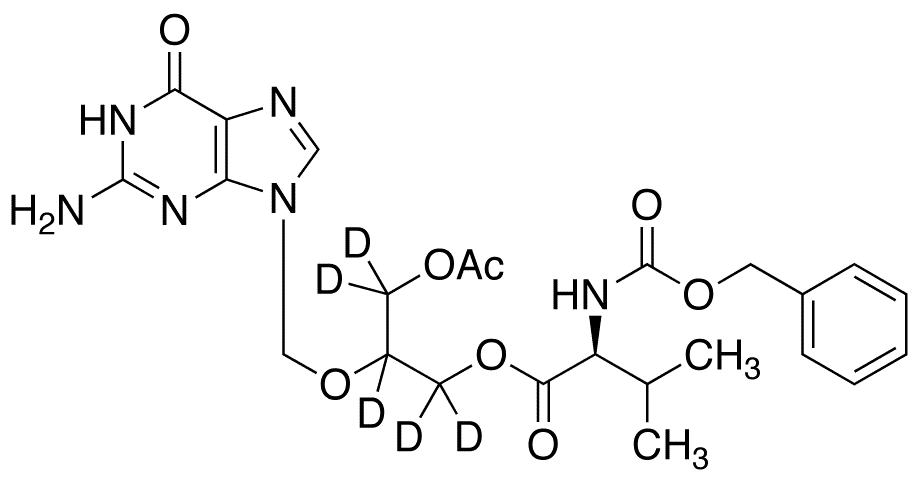 O-Acetyl N-Benzyloxycarbonyl Valganciclovir-d5 - Chemical structure and product image