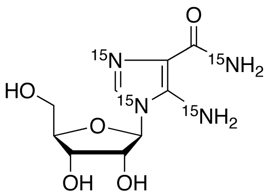 5-Aminoimidazole-4-carboxamide-1-β-D-ribofuranoside-15N4 - Chemical structure and product image