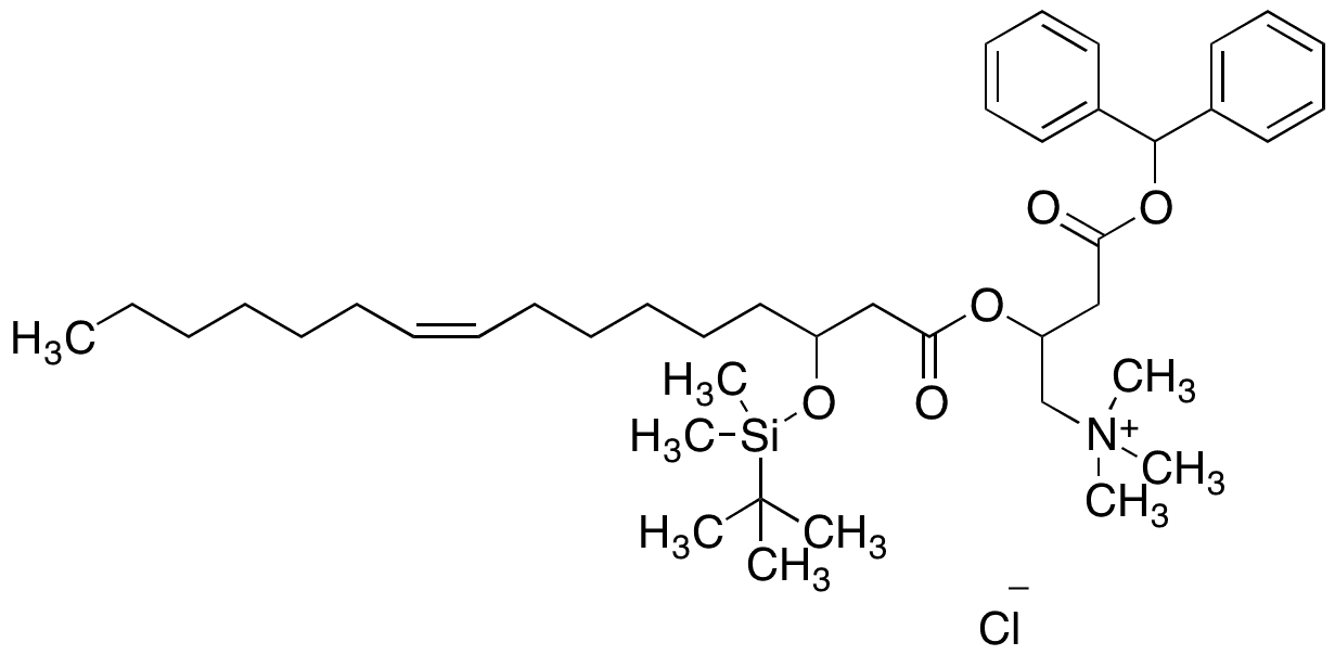 (Z)-4-(Benzhydryloxy)-2-((3-((tert-butyldimethylsilyl)oxy)hexadec-9-enoyl)oxy)-N,N,N-trimethyl-4-oxobutan-1-aminium Chloride - Chemical structure and product image