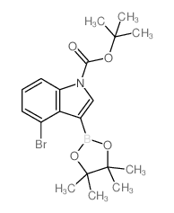 1-BOC-4-bromoindole-3-boronic acid, pinacol ester - Chemical structure and product image