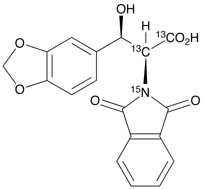 1,3-Benzodioxole-N-phthalimido DL-threo-Droxidopa-13C2,15N - Chemical structure and product image