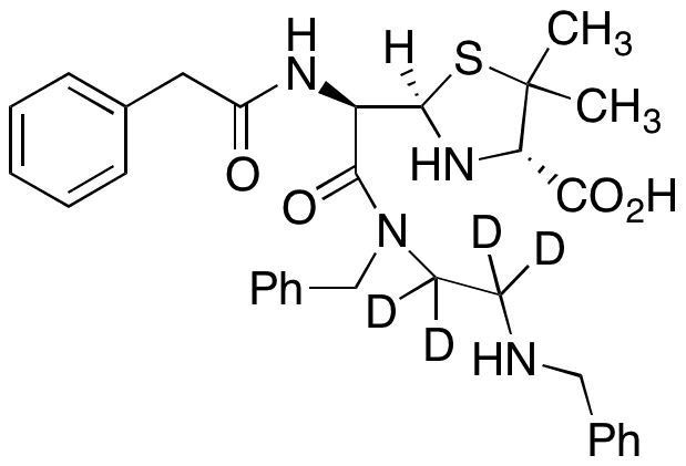(2R 4S)-2-((R)-2-(Benzyl(2-(benzylamino)ethyl)amino)-2-oxo-1-(2-phenylacetamido)ethyl)-5 5-dimethylthiazolidine-4-carboxylic Acid-d4 - Chemical structure and product image