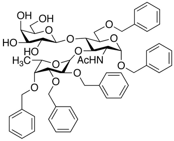 Benzyl 2-acetamido-6-O-benzyl-3-(2 3 4-tri-O-benzyl-beta-L-fucopyranosyl) -4-beta-D-galactopyranosyl)-2-deoxy-alpha-D-glucopyranoside - Chemical structure and product image