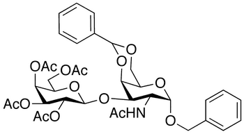 Benzyl 2-Acetamido-2-deoxy-46-O-benzylidene-3-O-(2 3 4 6-tetra- O-acetyl-beta-D-galactopyranosyl)-alpha -D-galactopyranoside - Chemical structure and product image