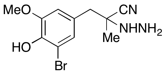 3-(3-Bromo-4-hydroxy-5-methoxyphenyl)-2-hydrazinyl-2-methylpropanenitrile - Chemical structure and product image