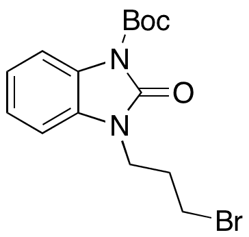 3-(3-Bromopropyl)-2,3-dihydro-2-oxo-1H-benzimidazole-1-carboxylic Acid 1,1-Dimethylethyl Ester - Chemical structure and product image