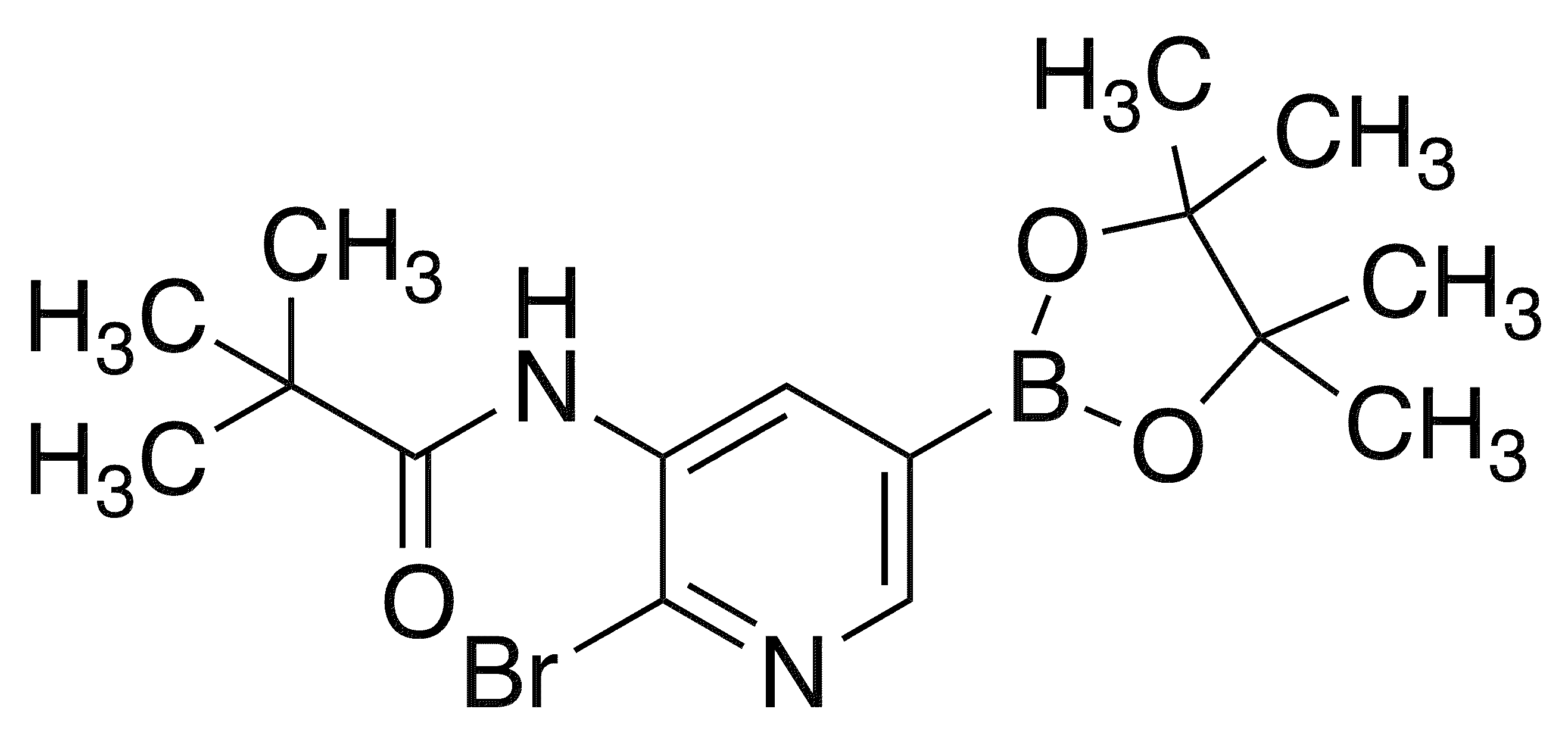 N-(2-Bromo-5-(4,4,5,5-tetramethyl-1,3,2-dioxaborolan-2-yl)pyridin-3-yl)pivalamide - Chemical structure and product image