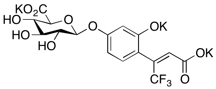 6-(4-((Z)-1-Carboxy-3,3,3-trifluoroprop-1-en-2-yl)-3-hydroxyphenoxy) β-D-Glucuronide Tripotassium Salt - Chemical structure and product image