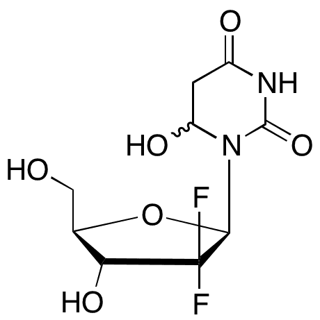 2-Deoxy-2,2-difluoro-5,6-dihydro-6-hydroxyuridine (Mixture of Diastereomers) - Chemical structure and product image