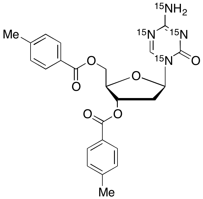 1-(2-Deoxy-3,5-di-O-toluoyl-beta-D-ribofuranosyl)-2-oxo-4-amino-1,2-dihydro-1,3,5-triazine-15N4 - Chemical structure and product image