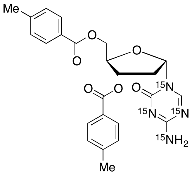 1-(2-Deoxy-3,5-di-O-toluoyl-alpha-D-ribofuranosyl)-2-oxo-4-amino-1,2-dihydro-1,3,5-triazine-15N4 - Chemical structure and product image