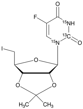 5-Deoxy-5-iodo-2,3-O-isopropylidene-5-fluorouridine-13C,15N2 >95% - Chemical structure and product image