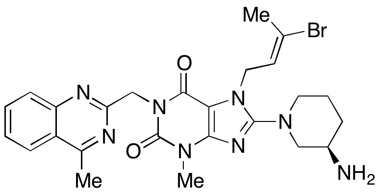 N-Des-(2-butyn-1-yl)-N-(3-bromo-2-buten-1-yl) Linagliptin (E/Z Mixture) - Chemical structure and product image