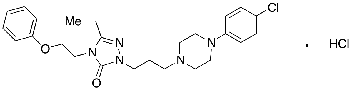 1-(3-(4-(4-Chlorophenyl)piperazin-1-yl)propyl)-3-ethyl-4-(2-phenoxyethyl)-1H-1,2,4-triazol-5(4H)-one Hydrochloride - Chemical structure and product image